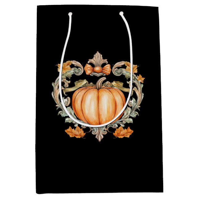 Bolsa De Regalo Mediana Calabaza de otoño elegante (Anverso)
