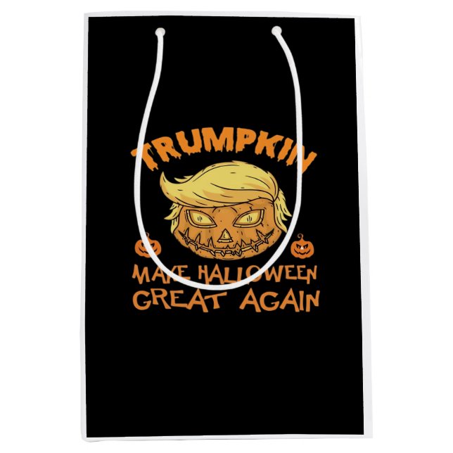 Bolsa De Regalo Mediana Calabaza de Trumpkin Halloween (Anverso)