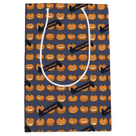 Bolsa De Regalo Mediana Calabaza divertida de Halloween ¡Feliz Halloween! 