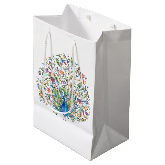 Bolsa De Regalo Mediana Calabaza floral acuática (Angulo Anverso)