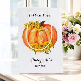 Bolsa De Regalo Mediana Calabaza floral Naranja de la boda otoño