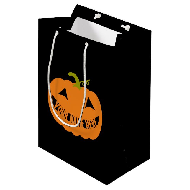 Bolsa De Regalo Mediana Calabaza personalizada de Halloween (Angulo Anverso)