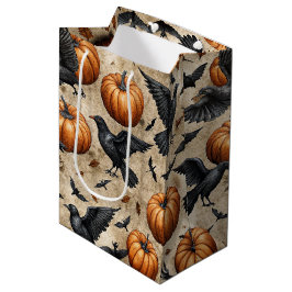Bolsa De Regalo Mediana Calabazas, cuervos y el patrón de Halloween de los