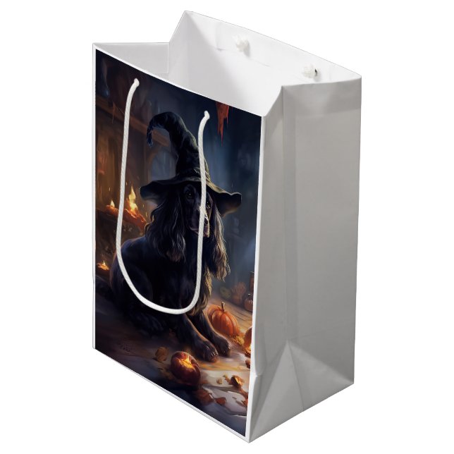Bolsa De Regalo Mediana Calabazas de Cocker Spaniel Halloween Scary (Angulo Anverso)