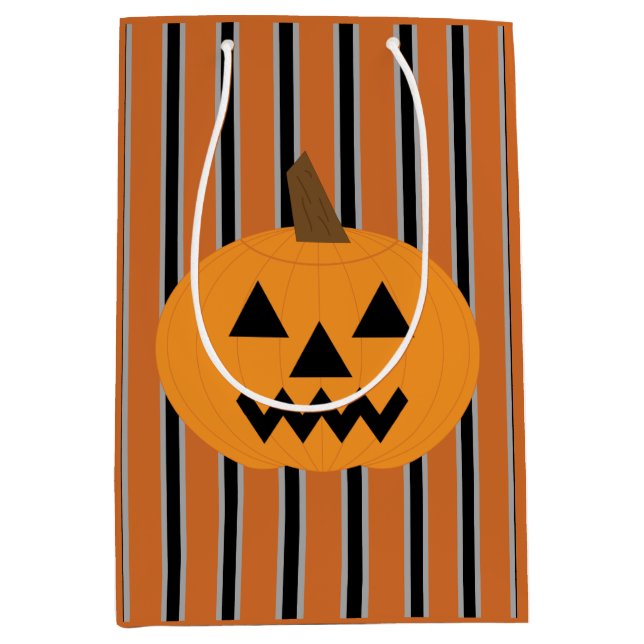 Bolsa De Regalo Mediana Calabazas divertidas y divertidas de Halloween (Anverso)