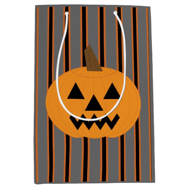 Bolsa De Regalo Mediana Calabazas divertidas y divertidas de Halloween (Anverso)