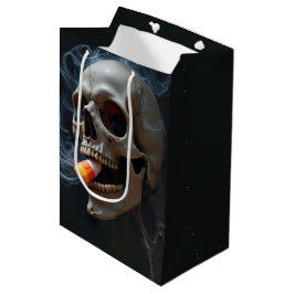 Bolsa De Regalo Mediana Calavera de cumpleaños de Halloween fumando un maí