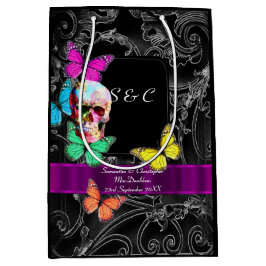 Bolsa De Regalo Mediana Calavera gótica y boda personalizado negro