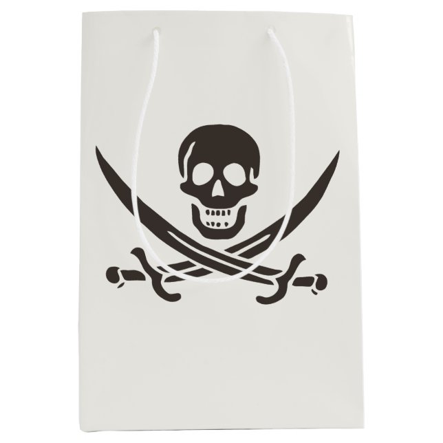 Bolsa De Regalo Mediana Calavera obsidiana espada Bandera pirata de Calico (Anverso)