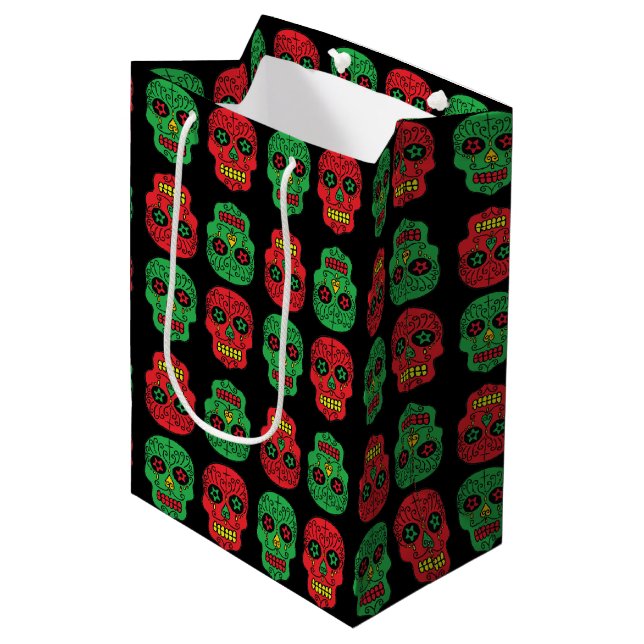 Bolsa De Regalo Mediana Calaveras de azúcar de Navidad (Angulo Anverso)