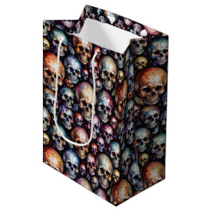 Bolsa De Regalo Mediana Calaveras de color de agua en negro