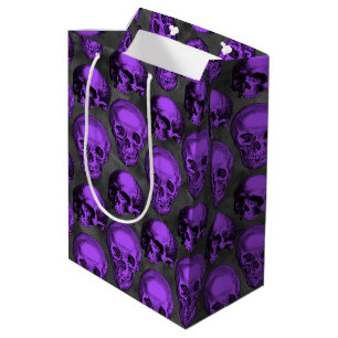 Bolsa De Regalo Mediana Calaveras Moradas y Serie de Girasoles Diseño 1