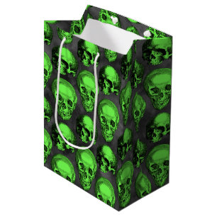 Bolsa De Regalo Mediana Calaveras Verdes y Serie de Girasoles Diseño 2