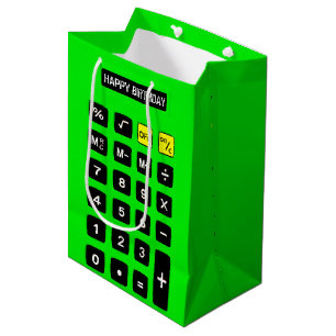 Bolsa De Regalo Mediana Calculadora Neon Green Birthday