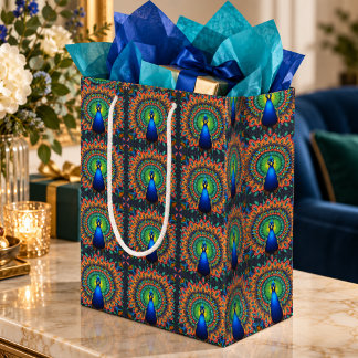 Bolsa De Regalo Mediana Calidoscopio de Pavo Real Tono de Joyas