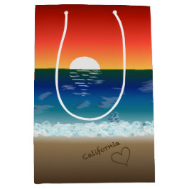 Bolsa De Regalo Mediana California Sunset | Corazón de arena de playa