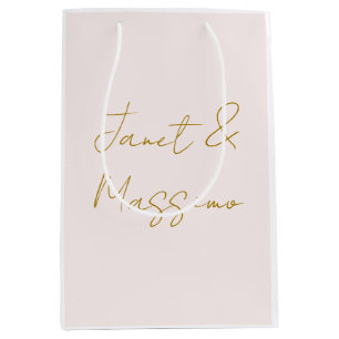 Bolsa De Regalo Mediana Caligrafía elegante de nombre simple en color dora
