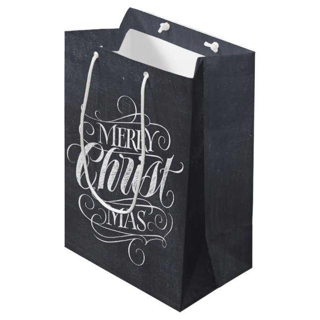 Bolsa De Regalo Mediana Calligrafía de Chalkboard Navidades cristianos (Angulo Anverso)
