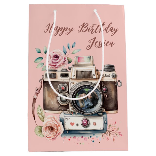 Bolsa De Regalo Mediana Cámara vintage con foto (Anverso)