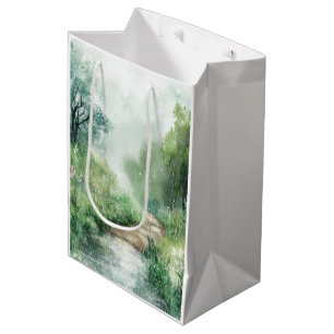Bolsa De Regalo Mediana Camino forestal brumoso paisaje rural (2)