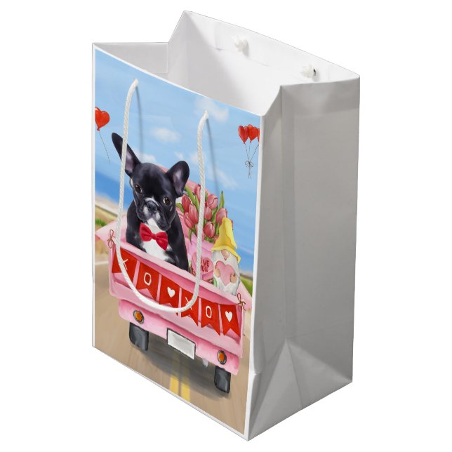 Bolsa De Regalo Mediana Camión El día de San Valentín de Bulldog francés (Angulo Anverso)