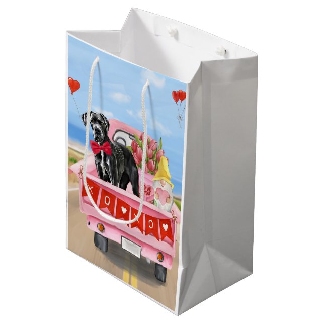 Bolsa De Regalo Mediana Camión El día de San Valentín de Perro Grande Dane (Angulo Anverso)