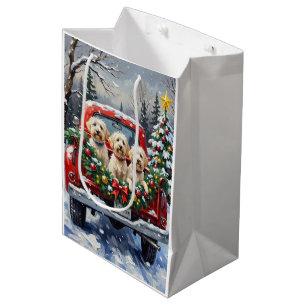 Bolsa De Regalo Mediana Camión Rojo de Navidad Maltés Festivo
