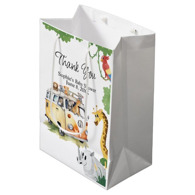 Bolsa De Regalo Mediana Camión salvaje Safari Camper Van Baby Shower (Angulo Anverso)