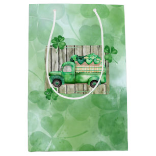 Bolsa De Regalo Mediana Camión vintage irlandés Clovers de St. Patrick's D