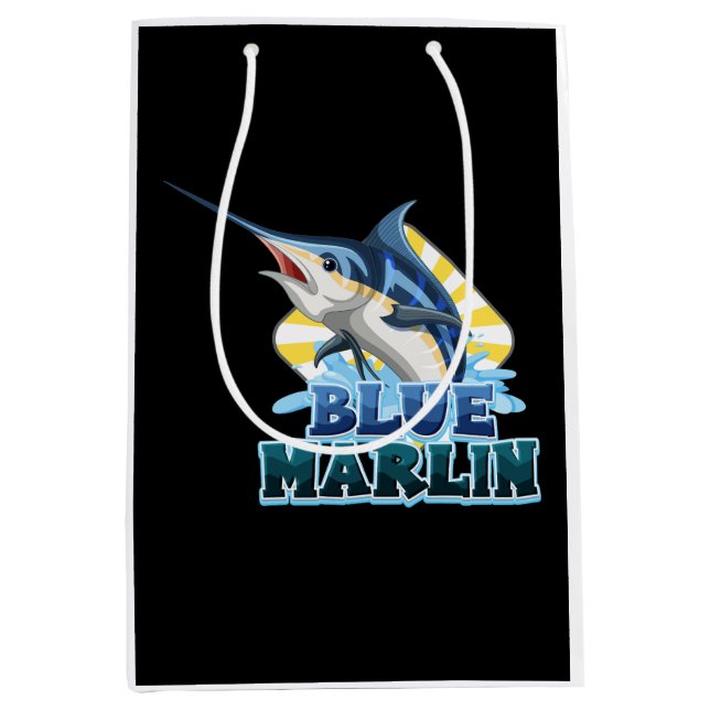 Bolsa De Regalo Mediana camiseta de pez-marlín azul con cartón (Anverso)