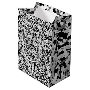 Bolsa De Regalo Mediana Camo Camuflaje Gris Blanco Ártico Fiesta