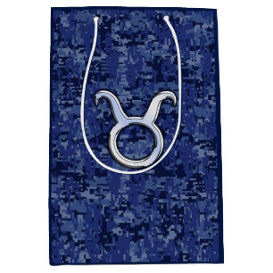 Bolsa De Regalo Mediana Camo digital azul de la marina de Rótulo Zodiac Ta