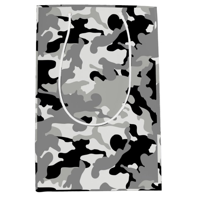 Bolsa De Regalo Mediana Camo negro y gris (Anverso)