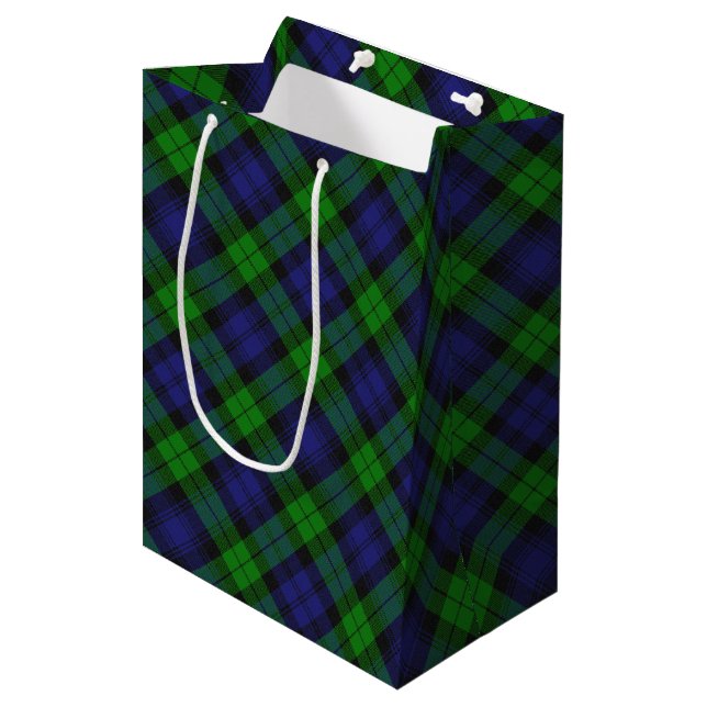 Bolsa De Regalo Mediana Campbell Clan Tartan Plaid Black Watch (Angulo Anverso)
