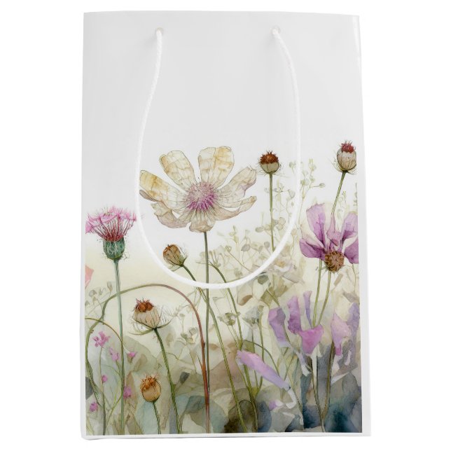 Bolsa De Regalo Mediana Campo acuarela de flores silvestres (Anverso)