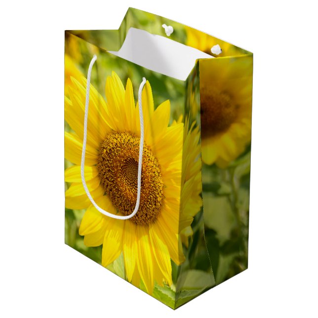 Bolsa De Regalo Mediana Campo de girasol amarillo (Angulo Anverso)