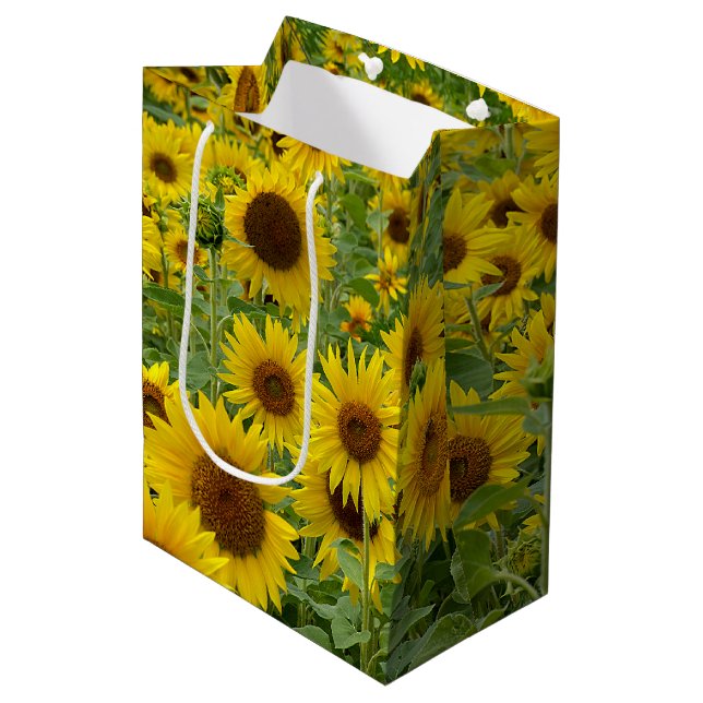 Bolsa De Regalo Mediana Campo de girasoles amarillos (Angulo Anverso)