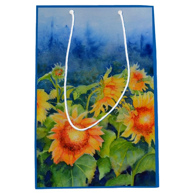 Bolsa De Regalo Mediana Campos de girasol acuarela (Anverso)