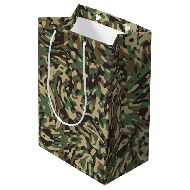 Bolsa De Regalo Mediana Camuflaje Verde de Moda  (Angulo reverso)