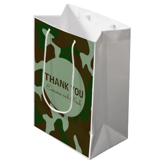 Bolsa De Regalo Mediana Camuflaje verde y marrón oscuro Gracias (Angulo Anverso)