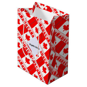 Bolsa De Regalo Mediana Canada Bandera Canadiense Baldosas Copo de Nieve P