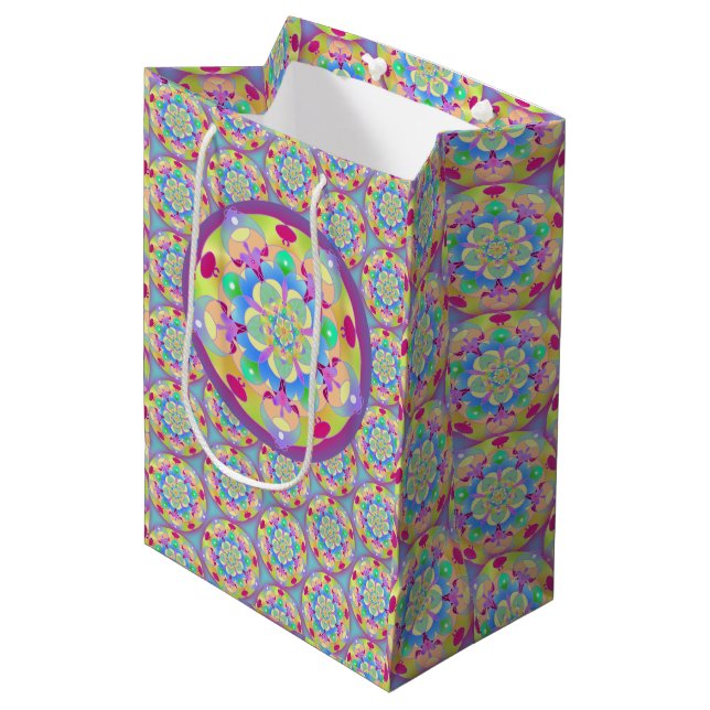 Bolsa De Regalo Mediana Canción arcoiris Mandala (Angulo Anverso)
