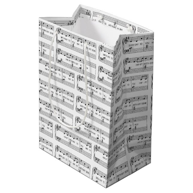 Bolsa De Regalo Mediana Canción de Cumpleaños Feliz (Angulo reverso)