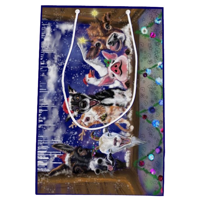 Bolsa De Regalo Mediana Canción de navidades - Fiesta animal - Feliz - (Reverso)