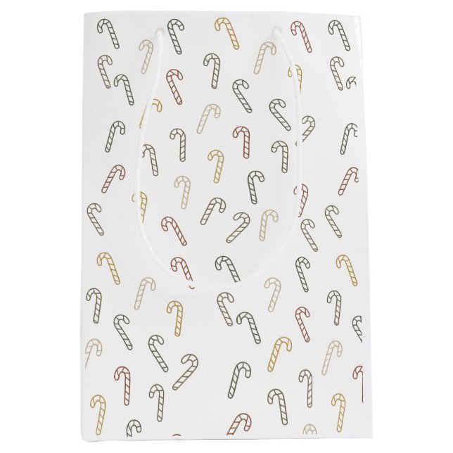 Bolsa De Regalo Mediana Candy Canes Minimal Scandi Christmas Design			 (Anverso)