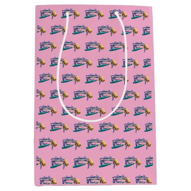 Bolsa De Regalo Mediana Cangrejo azul dibujado a mano con maleta de martil (Anverso)