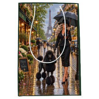 Bolsa De Regalo Mediana Caniche estándar de París en primavera