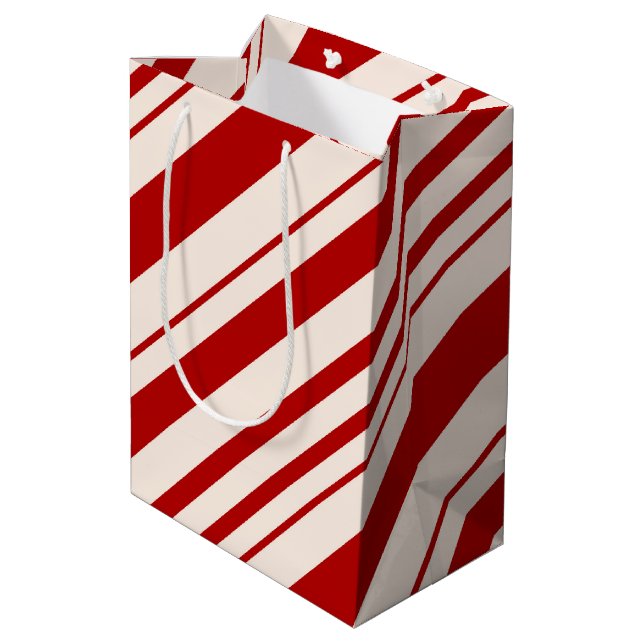 Bolsa De Regalo Mediana Cañón rojo y blanco despojado (Angulo reverso)