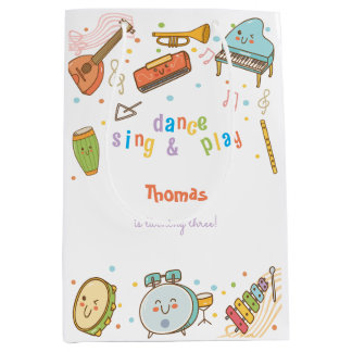 Bolsa De Regalo Mediana Cantar danza y jugar a los niños cumpleaños