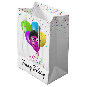 Bolsa De Regalo Mediana Cara de globo aerostático divertida de cumpleaños 